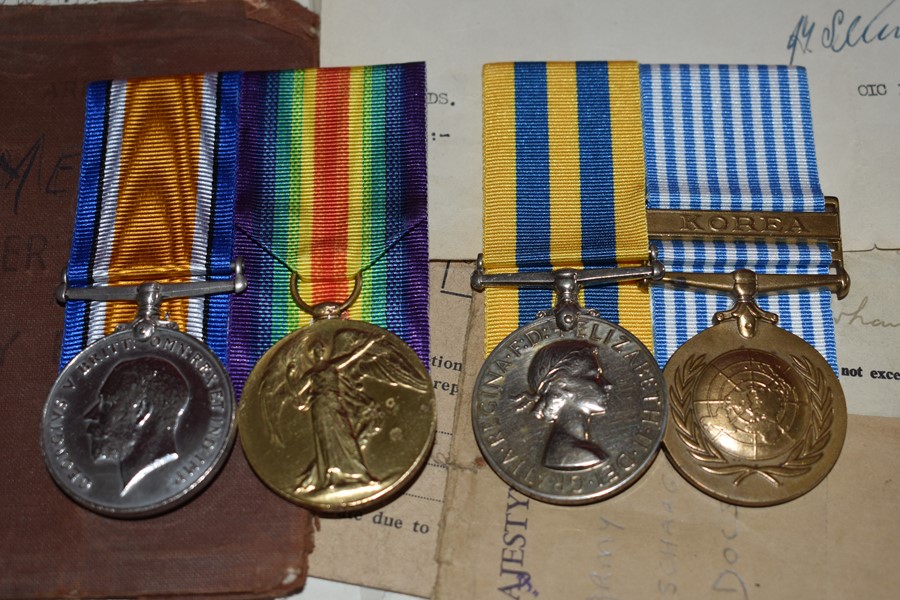 DURHAM LIGHT INFANTRY FATHER AND SON GROUP WW1 AND KOREAN WAR PAIRS